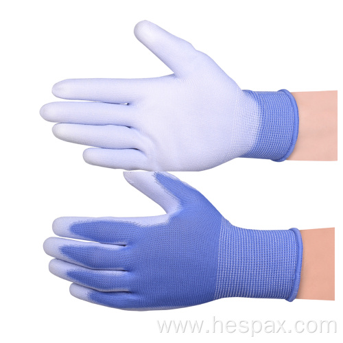 Hespax Polyester Construction Anti-static PU Palm Work Glove